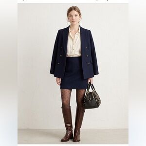 Jcrew Navy Classic Mini Felted Wool Miniskirt
